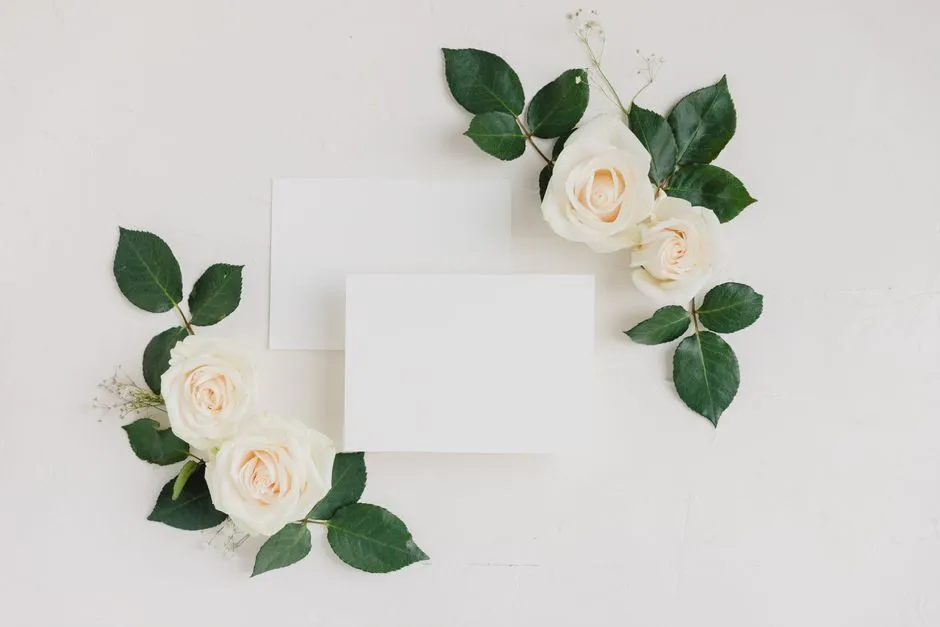 Thiệp mời nền trắng với họa tiết trang trí nhẹ